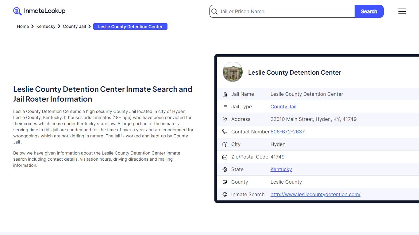 Leslie County Detention Center Inmate Search, Jail Roster, Bookings ...